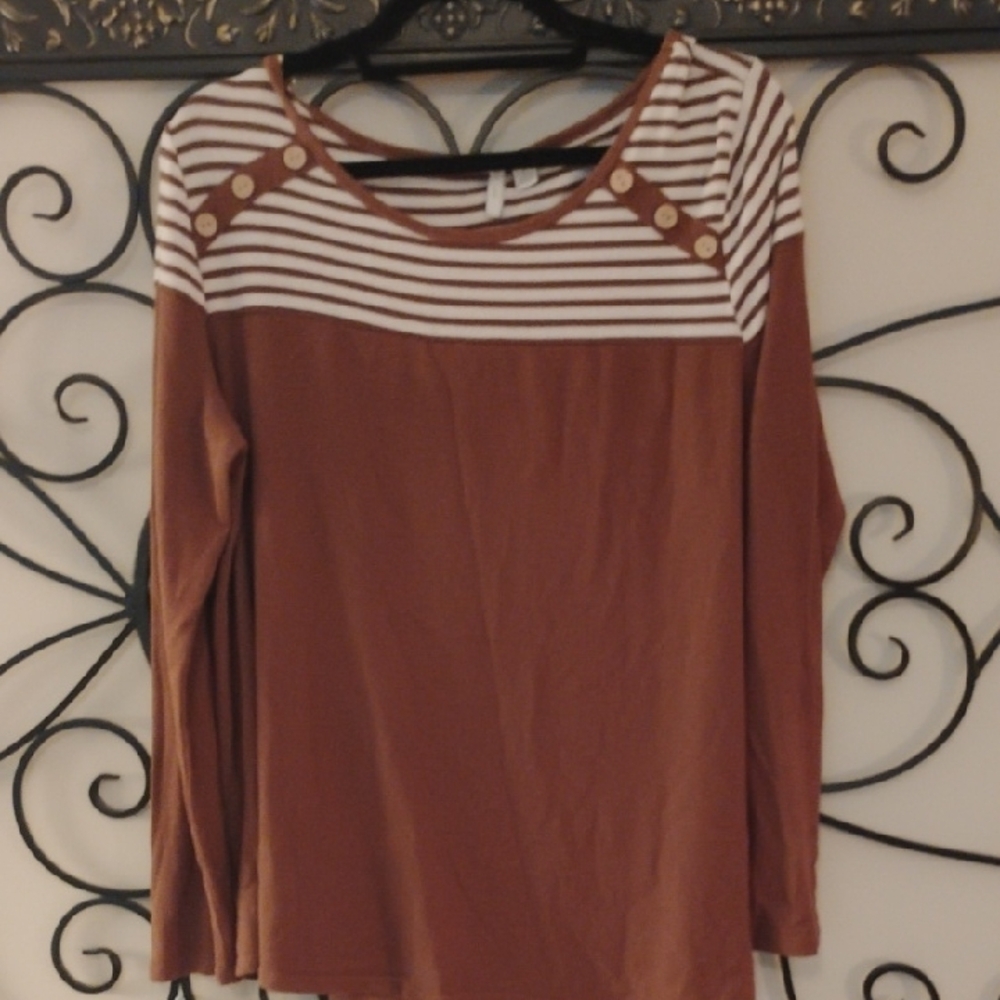 Striped Brown Long Sleeve Top